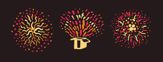 Exploding fireworks gift box vector
