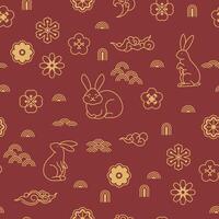 Red Rabbit Seamless Pattern Design vector