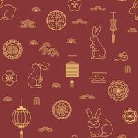 Lunar Rabbit Chinese Seamless Pattern vector
