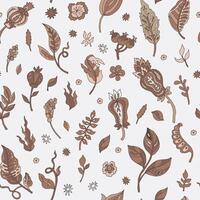 Seamless Botanical Mocha Mousse Pattern vector
