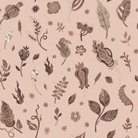 Intricate Mocha Mousse Botanical Illustration vector