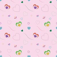 Seamless pattern with colorful heart shape, geometric round shape, beautiful color background. illustration. vector