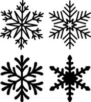 Four types of snowflakes, different designs. vector