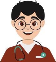 Men Nurse Illustration with Maroon Uniform and Stethoscope vector