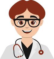 Man Doctor Illustration with White Uniform and Glasses vector