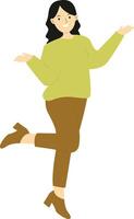 Lady Walking in Autumn Illustration vector