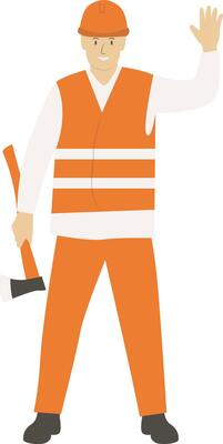 Construction Worker Holding Axe