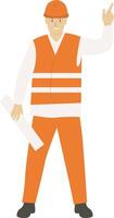 Construction Worker Carrying Architect Paper vector