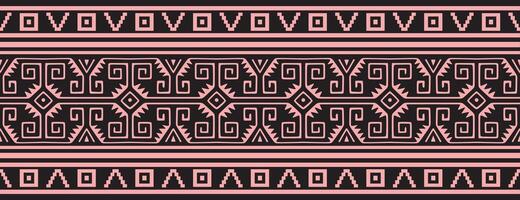 seamless pink and black border ornament. Native American tribes framework. vector