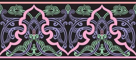 seamless colorful oriental ornament. Endless Arabic patterned border, frame. Persian painting. vector