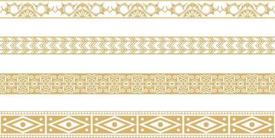 set of golden Native American national borders. frames in the style of the Aztecs, Mayans, Incas. vector