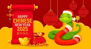 Chinese lunar new year happy snake with lanterns vector