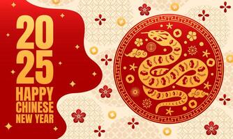 Happy Chinese new year banner with gold snake vector