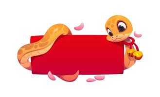 Cute cartoon snake with red rectangular banner vector
