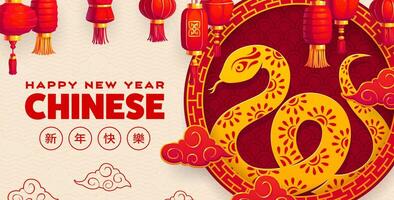 Chinese lunar new year greeting card with snake vector