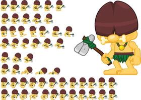 Cave men with Axe Animated Character Game Sprite vector