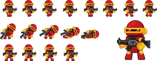 Red Robot Game Animated Character Sprite vector