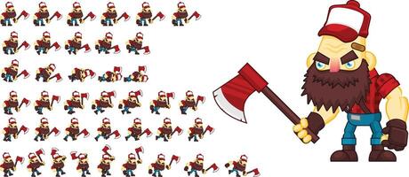 Big Guy with Axe Animated Character Game Sprite vector