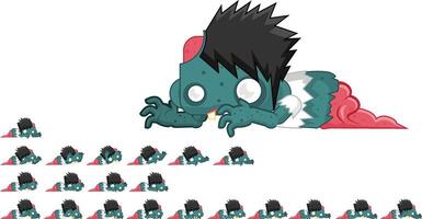 Crawling Zombie Animated Game Character Sprite vector
