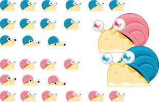 Snail Monster Creature Animated Game Character Sprite vector