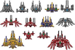 Top Down Space Shooter Ship Game Sprite Collection vector