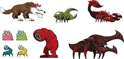 Monster Alien Creature Game Character Sprite Collection vector