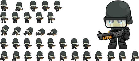 Riot Army Soldier Animated Game Character Sprite vector