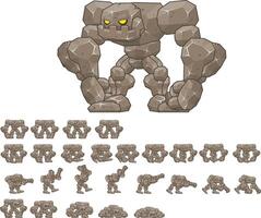 Big Golem Creature Animated Game Character Sprite vector