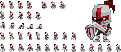 Templar Knight Fantasy RPG Game Character Sprite vector
