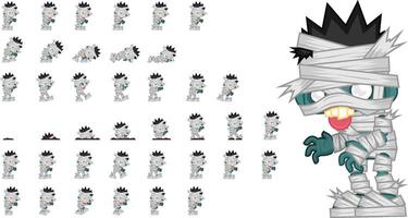 Mummy Zombie Animated Game Character Sprite vector