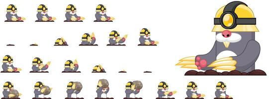 Mole Underground Creature Animated Game Character Sprite vector