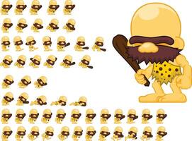 Bald Prehistoric Man Animated Character Game Sprite vector