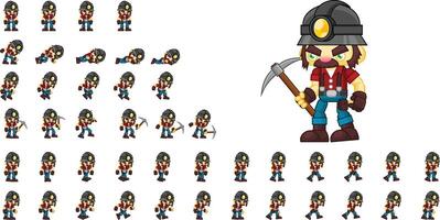 Bob the Miner Animated Game Character Sprite vector