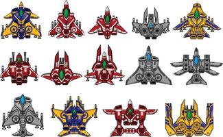 Top Down Space Shooter Ship Game Sprite Pack vector