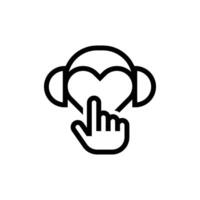 unique and abstract logo of heart headset and finger click vector