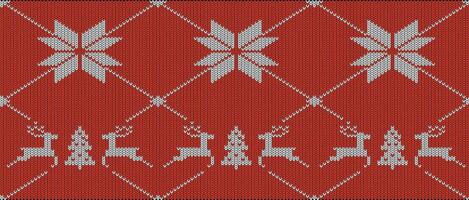 Cute deer on the knitting pattern, nordic seamless Christmas pattern, illustration vector