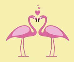 two Flamingos face to face, lover, vector