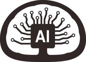 Microchip in the Cyborg head, Artificial intelligence concept. illustration vector