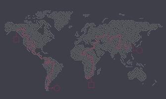 Maze map of the world, Earth map vector