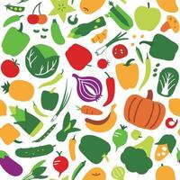 Seamless pattern of vegetables and fruit, illustration background vector