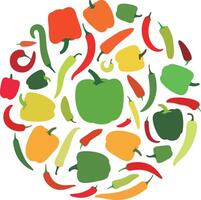 Many pepper icons combine into a circle pattern vector