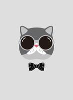 Portrait of cat, wearing glasses, like a gentleman, cool style, cosplay vector
