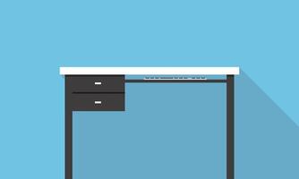 Single Desk with drawer flat icon design, Blue color background, light and shadow. vector