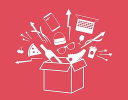 Gifts flying out from the box vector