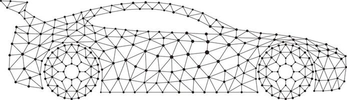 Concept of the car, point and line compose are connected to a car vector