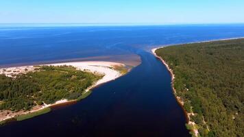 Confluence of River and Baltic Sea with Forests and Beaches in Latvia video