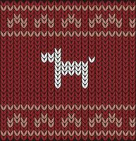 Dog on knitting pattern, Happy new year, illustration vector