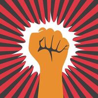 Fist hand with shining sun background vector