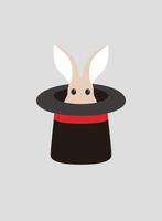 Portrait of rabbit, sitting on the hat, watching, cool style vector