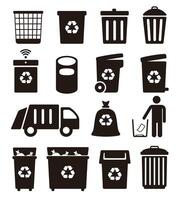 Trash cans, garbage and Recycling Can icons vector